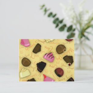 Carte Postale Douce Saint-Valentin - Motif de bonbons de la Sain