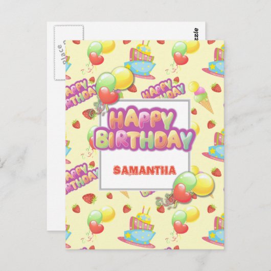 Carte Postale Douceurs colorées Anniversaire (Devant / Derrière)