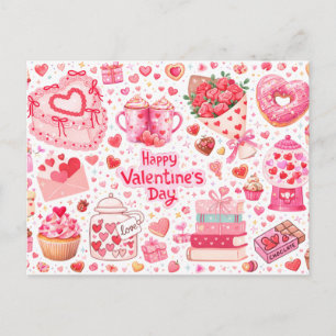 Carte postale douceurs et cœurs amour débordant