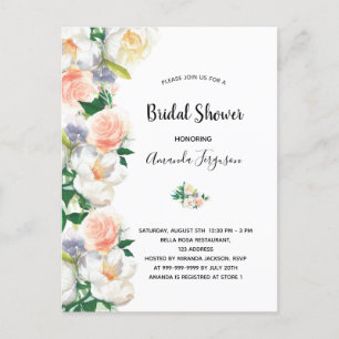 Carte Postale Douche nuptiale rose rose rose rose flor fleurons 