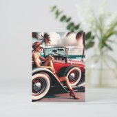 Carte Postale Douche rideau Voiture classique (Debout devant)