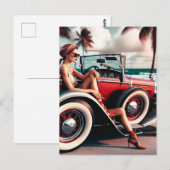 Carte Postale Douche rideau Voiture classique (Devant / Derrière)