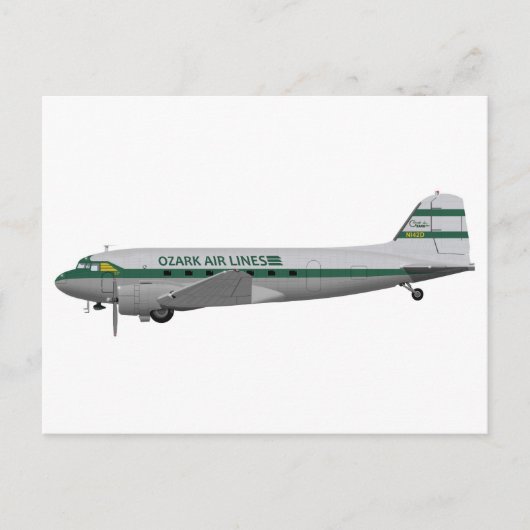 Carte Postale Douglas DC-3 Ozark Airlines (Devant)