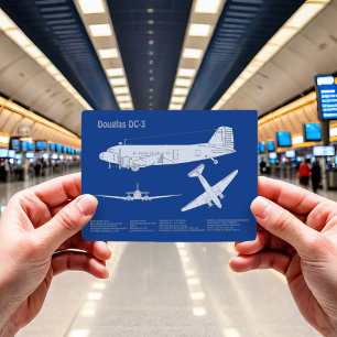 Carte Postale Douglas DC-3 - Plan de dessin du plan directeur de