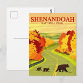 Carte postale d'ours dans le parc national de Shen (Devant / Derrière)