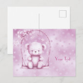 Carte postale d'ours en peluche rose (Devant / Derrière)