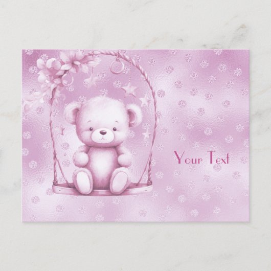 Carte postale d'ours en peluche rose (Devant)