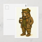 Carte postale d'ours hipster (Devant / Derrière)