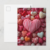 Carte Postale Doux coeurs colorés Saint-Valentin (Devant / Derrière)