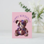 Carte Postale Doux ours en patchwork câlin (Debout devant)