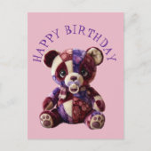 Carte Postale Doux ours en patchwork câlin (Devant)