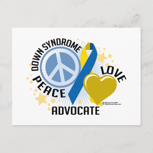 Carte Postale Down Syndrome Peace Love Advocate (Devant)
