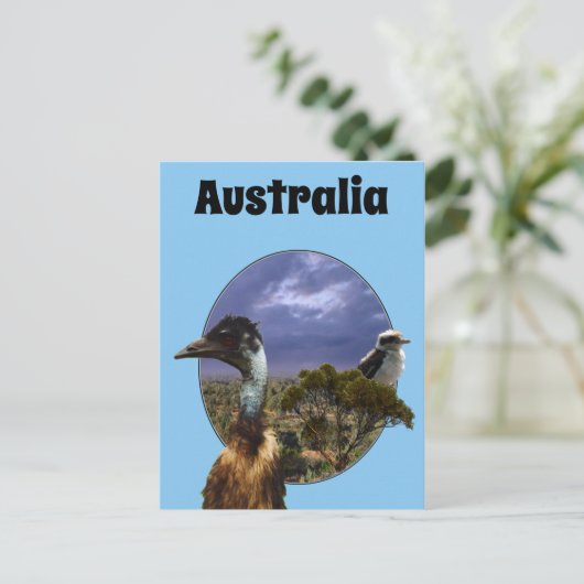 Carte Postale "Down Under Duo : Emu and Kookaburra in Popout Art (Debout devant)