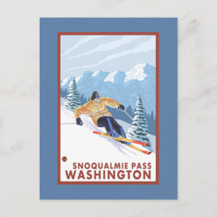 Carte Postale Downhhill Snow Skier - Snoqualmie Pass, WA