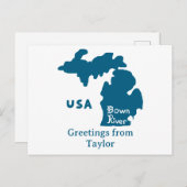 Carte Postale Downriver Michigan Custom City Blue (Devant / Derrière)