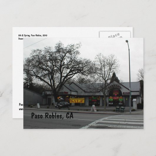 Carte postale, Downtown Paso Robles, CA (Devant / Derrière)