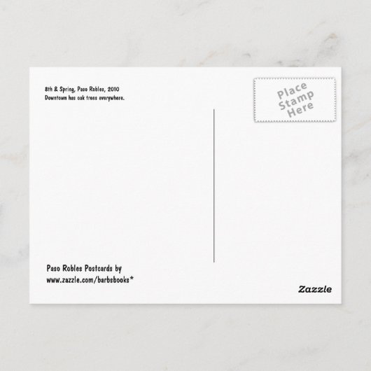 Carte postale, Downtown Paso Robles, CA (Dos)