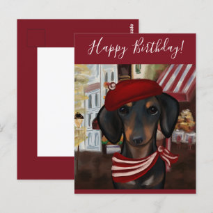 Carte Postale Doxie noir et feu