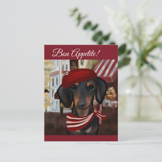 Carte Postale Doxie noir et feu (Debout devant)