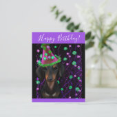 Carte Postale Doxie noir et feu (Debout devant)