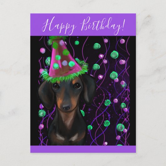 Carte Postale Doxie noir et feu (Devant)