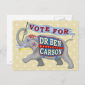 Carte Postale Dr Ben Carson Président 2016 Eléphant Républicain (Devant / Derrière)