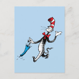 Carte Postale Dr Seuss Chat dans la marche des parapluies Casq