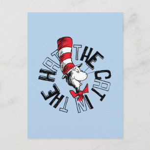 Carte Postale Dr Seuss   Chat dans l'art rond Casquette
