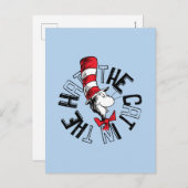 Carte Postale Dr. Seuss | Chat dans le Chapeau Art Rond (Devant / Derrière)