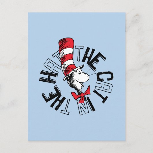 Carte Postale Dr. Seuss | Chat dans le Chapeau Art Rond (Devant)