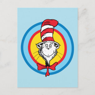 Carte Postale Dr. Seuss   Chat dans le Chapeau Graphique de tête