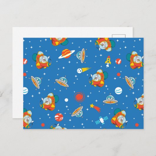 Carte Postale Dr Seuss | Chat dans le Motif spatial Casquette (Devant / Derrière)