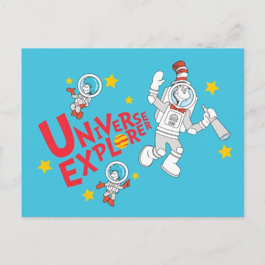 Carte Postale Dr Seuss | Chat dans l'Explorateur d'univers Casqu (Devant)