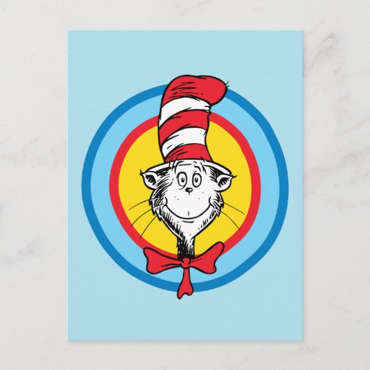 Carte Postale Dr. Seuss | Graphisme de tête de Chat dans le Chap (Devant)