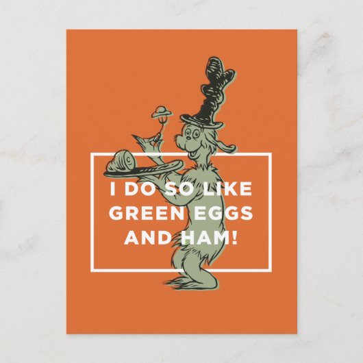Carte Postale Dr Seuss | J'aime les oeufs verts et le jambon (Devant)