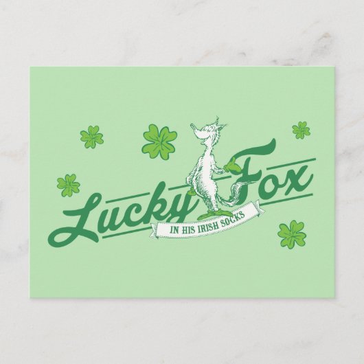 Carte Postale Dr Seuss | Lucky Fox Dans Ses Chaussettes Irlandai (Devant)