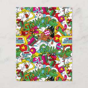 Carte Postale Dr Seuss   Motif coloré Grinch