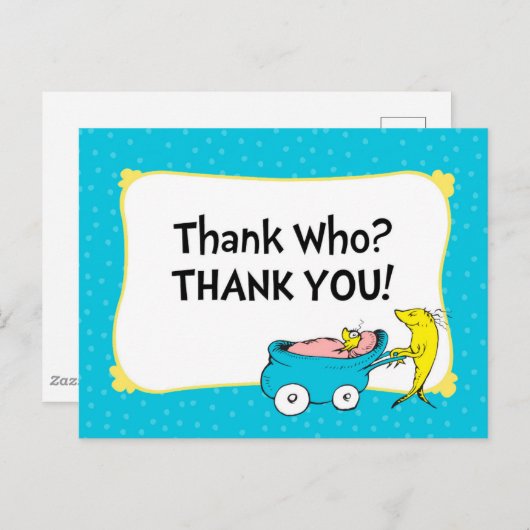 Carte Postale Dr. Seuss | Un poisson - Remerciements pour une Ba (Devant / Derrière)