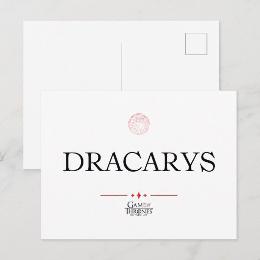 Carte Postale Dracarys (Devant / Derrière)