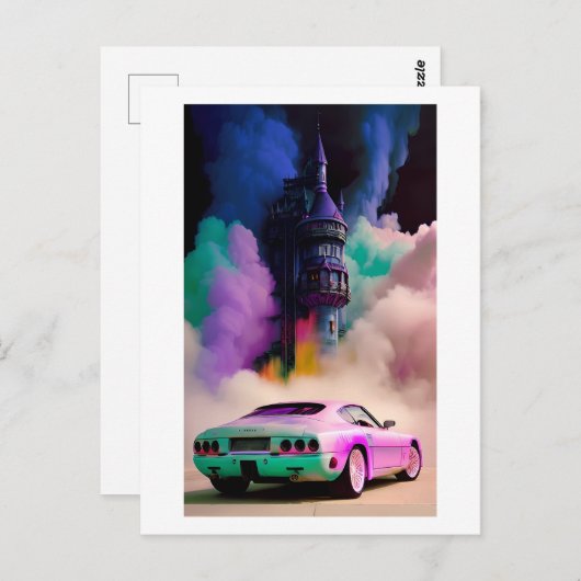 Carte Postale Dracula conduit une voiture de sport - Ken Gage Ar (Devant / Derrière)