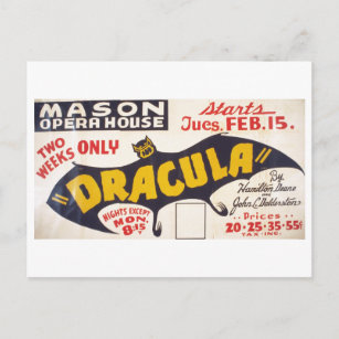 Carte Postale Dracula par Hamilton Deane - 1938
