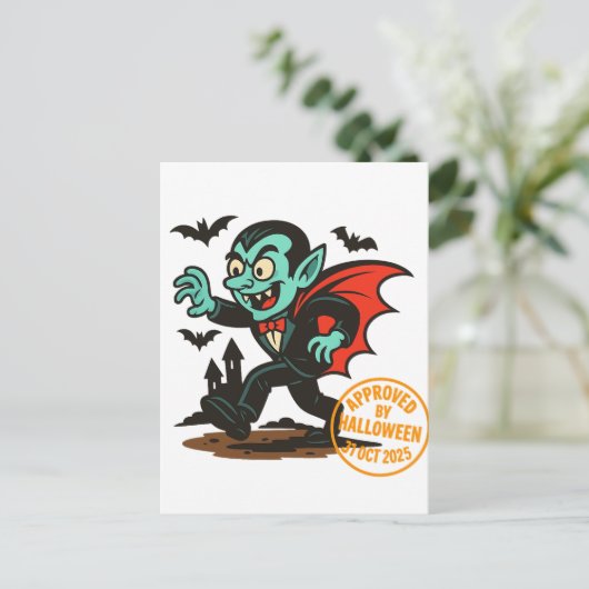 Carte Postale Dracula Vampire - Approuvé par Halloween (Debout devant)