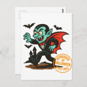 Carte Postale Dracula Vampire - Approuvé par Halloween (Devant / Derrière)