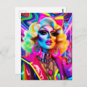 Carte Postale Drag Queen dans les années 1980 (Devant / Derrière)