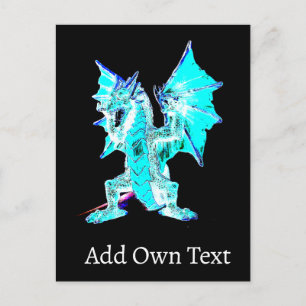 Carte Postale Dragon Aqua Bleu Océan Ciel Fantastique Élément Ea