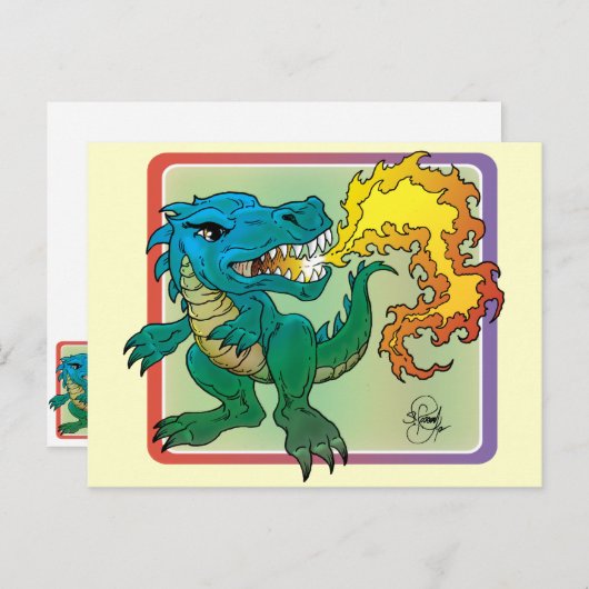 Carte Postale Dragon Art inspiré par Little t par Scott Rosema (Devant / Derrière)