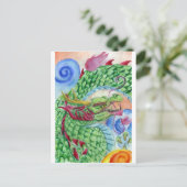 Carte Postale Dragon asiatique vert (Debout devant)