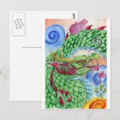 Carte Postale Dragon asiatique vert (Devant / Derrière)