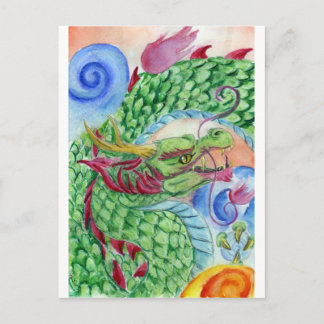 Carte Postale Dragon asiatique vert