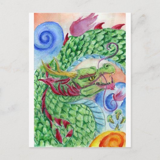 Carte Postale Dragon asiatique vert (Devant)